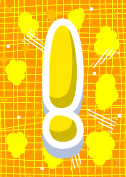 Exclamation mark, Social media notification sign written with Children's font in cartoon style.