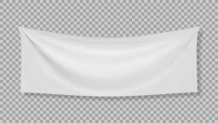 Wall Mural - white textile banner with folds with transparent shadow