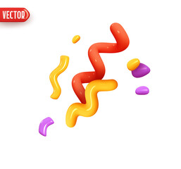 Poster - Confetti Festive decorative element. Spiral ribbon confetti and serpentine. Holiday decor. Realistic 3d design element In cartoon style. Confetti isolated on white background. Vector illustration