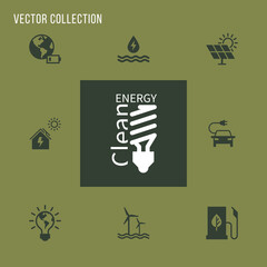 Wall Mural - set of eco vector icons in flat style. eco collection with various icons on the theme of ecology and