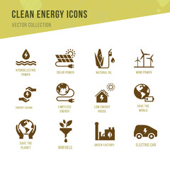 Wall Mural - set of eco vector icons in flat style. eco collection with various icons on the theme of ecology and