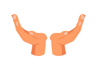 Poster - Two empty open hands raised up, asking for help. Isolated gesture, nonverbal communication and signs, language of symbols. Vector in flat style illustration