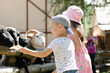 © Ruslan Ivantsov - happy kids on family weekend. brother and sister animals at the zoo
