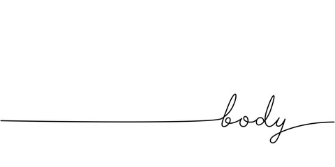 Wall Mural - Body word - continuous one line with word. Minimalistic drawing of phrase illustration.