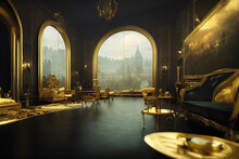 Luxury Golden Renaissance Palace Interior
