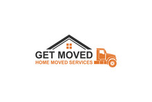 House Moving Service Logo Design Roof House Truck Trailer  Icon Symbol