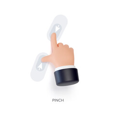 Wall Mural - hand touchscreen gesture. vector 3d hand actions icon on touch screen like pinch or zoom. touchscree