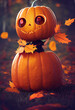 Cute Halloween pumpkin with big eyes made with artificial intelligence