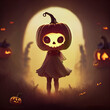 Spooky cute Halloween pumpkin made with artificial intelligence