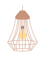Poster - Lamp with wire cage plafond semi flat color vector object. Editable element. Full sized item on white. Home decor simple cartoon style illustration for web graphic design and animation