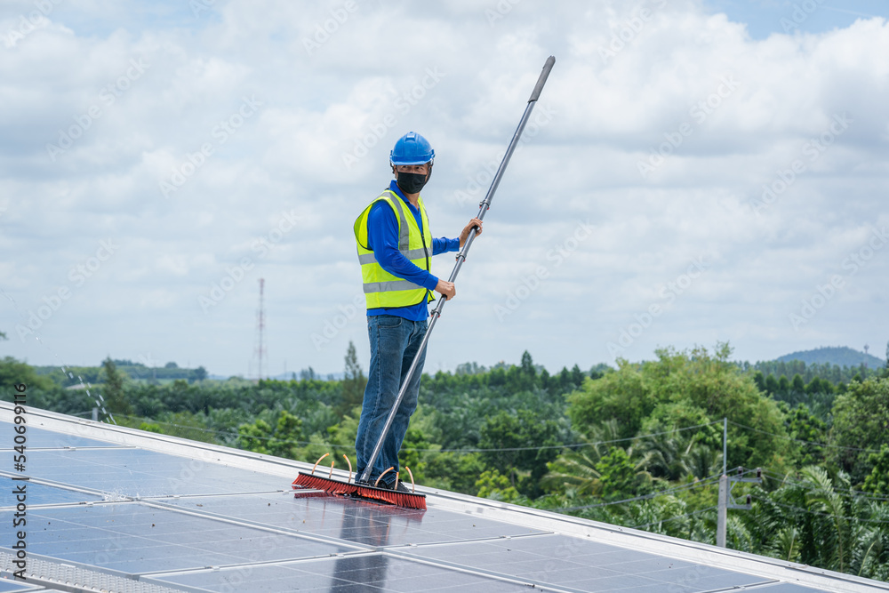 Clean solar panel for good performance in service routine of operation ...