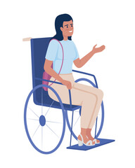 Canvas Print - Woman in wheelchair semi flat color vector character. Injury consequences. Editable figure. Full body person on white. Inclusion simple cartoon style illustration for web graphic design and animation