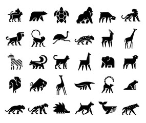 Wall Mural - Animals logos collection. Animal logo set. Isolated on White background	