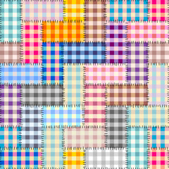 Wall Mural - Geometric abstract pattern. Intersection patchwork plaid style