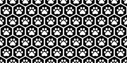 Wall Mural - dog paw seamless pattern footprint hexagon checked cat french bulldog vector character cartoon honey
