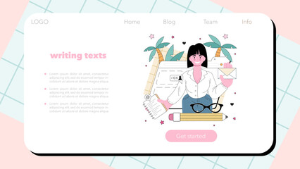 Poster - content manager concept. idea of digital promotion strategy