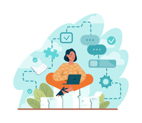 Poster - productivity concept. employee job performance efficiency. quality