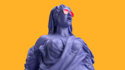 Canvas Print - 3d render very pery sculpture bokeh woman confused portrait blur contrast colors