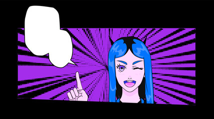Aufkleber - Comic book page with funny anime girl. Illustration for modern poster, cover or t-shirt print.