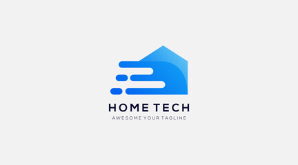 Home tech vector logo design template
