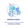 © bsd studio - Mobility and agility in business concept icon. IoT technology. Remote work abstract idea thin line illustration. Isolated outline drawing. Editable stroke. Arial, Myriad Pro-Bold fonts used