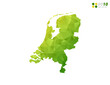 Vector Netherland map green and yellow polygon triangle mosaic with white background. style gradient.