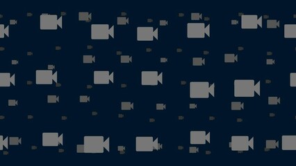 Poster - video camera symbols float horizontally from left to right. parallax fly effect. floating symbols ar