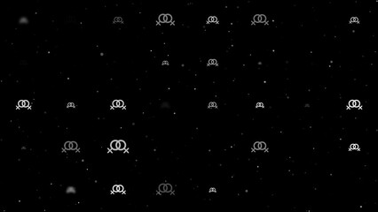 Poster - Template animation of evenly spaced lesbian symbols of different sizes and opacity. Animation of transparency and size. Seamless looped 4k animation on black background with stars