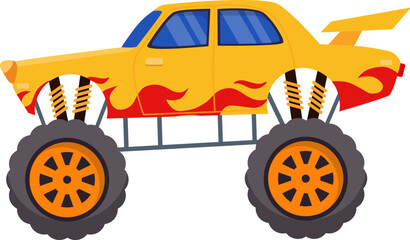 Monster truck vehicle flat illustration