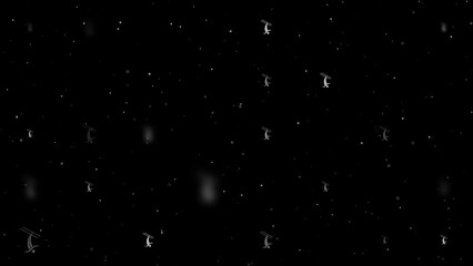 Poster - Template animation of evenly spaced freestyle skiing symbols of different sizes and opacity. Animation of transparency and size. Seamless looped 4k animation on black background with stars