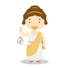 Hypatia of Alexandria cartoon character. Vector Illustration. Kids History Collection.