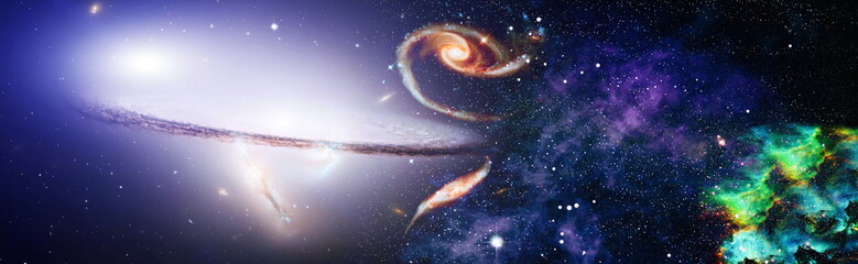 Wall Mural - space background with red nebula and stars. elements of this image furnished by nasa.