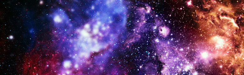 Wall Mural - nebula night starry sky in rainbow colors. multicolor outer space. star field and nebula in deep spa
