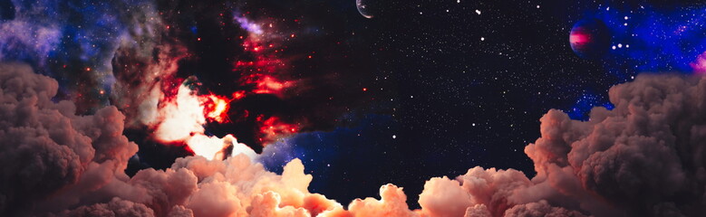 Wall Mural - mystical beautiful space. unforgettable diverse space background , spiral galaxy in deep space. elem