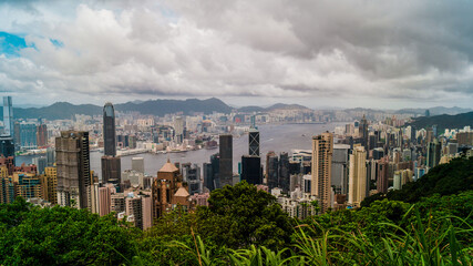 Wall Mural - Horizontal view of Hong Kong Scene with clouds