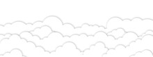 Paper Clouds. Vector Paper Clouds In White Color On Transparent Background With Realistic Shadow. PNG Image