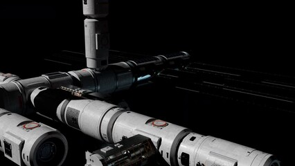 Wall Mural - the space station in orbit. the concept of space technology of the near future and the conquest of t