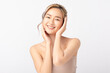 © Shutter B - Happy beautiful young asian woman clean fresh bare skin concept. Asian girl beauty face skincare and health wellness, Facial treatment, Perfect skin, Natural make up. Isolated on white background.