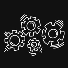 Gear, Icon, Vector Illustration Black White Isolated