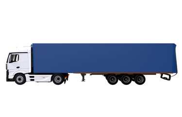 Wall Mural - White Euro Truck with Blue Trailer PNG Illustration.