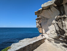 A Sculptured Sandstone Cliff Beside The Coastal Path From Bondi To Coogee In Sydney, NSW, Australia.