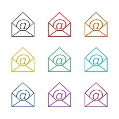 Poster - Mail letter logo icon isolated on white background. Set icons colorful