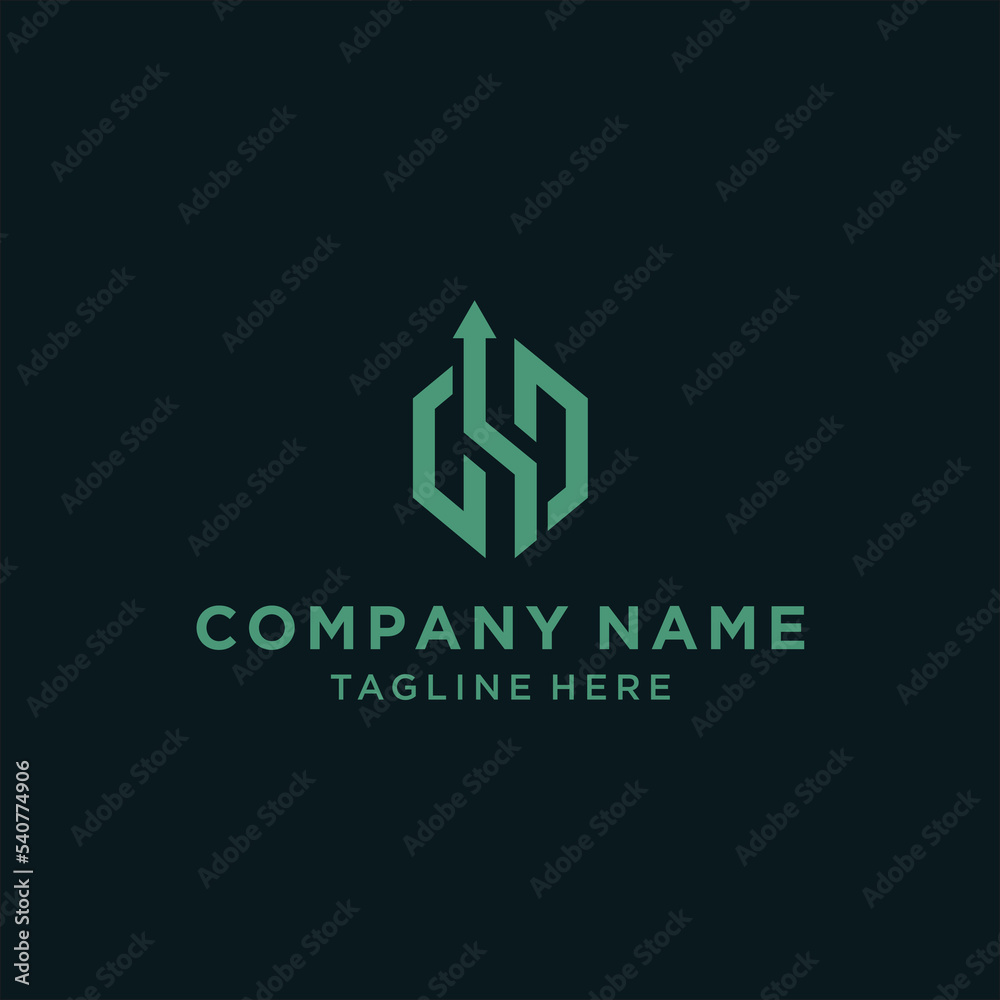 Letter h with swoosh arrow up logo design vector image Stock Vector ...