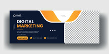 Creative Digital Marketing Facebook Cover Banner And Business Web Banner Template Set. Social Media Cover Ads Banner Set.