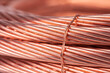 Rolled up copper cable wire close-up