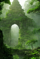 Wall Mural - Concept art illustration of lost city of ancient civilization