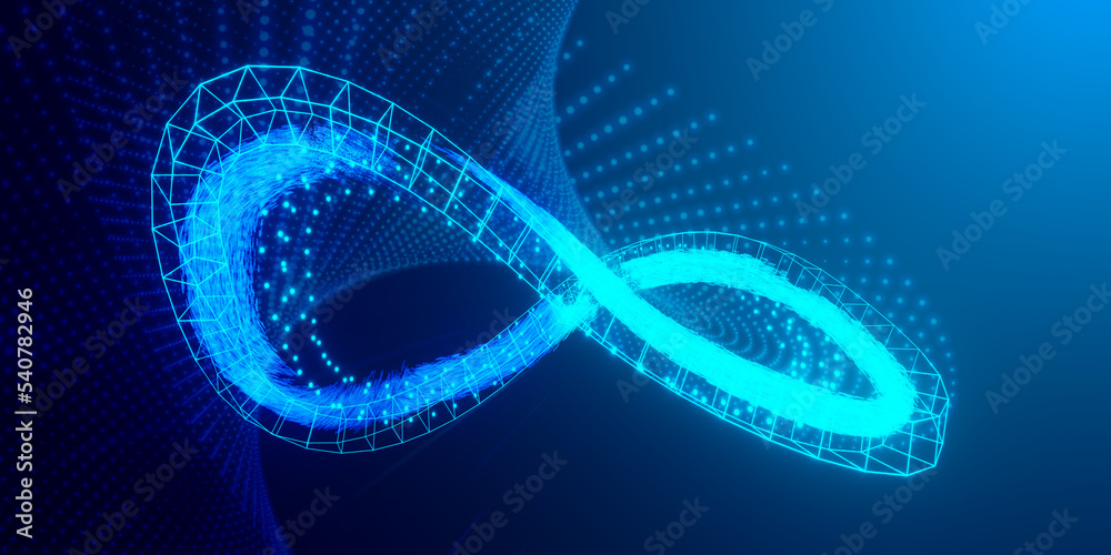 Infinity symbol connection dots data technology, cyberspace unlimited ...