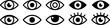 Eye icon set. Eyesight symbol. Retina scan eye icons. Simple eyes collection. Eye silhouette. PNG image