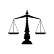 Mechanical balancing scales, symbol of law and judgment, punishment and truth, retro measuring device icon. Dual balance Themis scales of justice