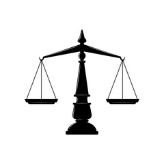 Wall Mural - Mechanical balancing scales, symbol of law and judgment, punishment and truth, retro measuring device icon. Dual balance Themis scales of justice